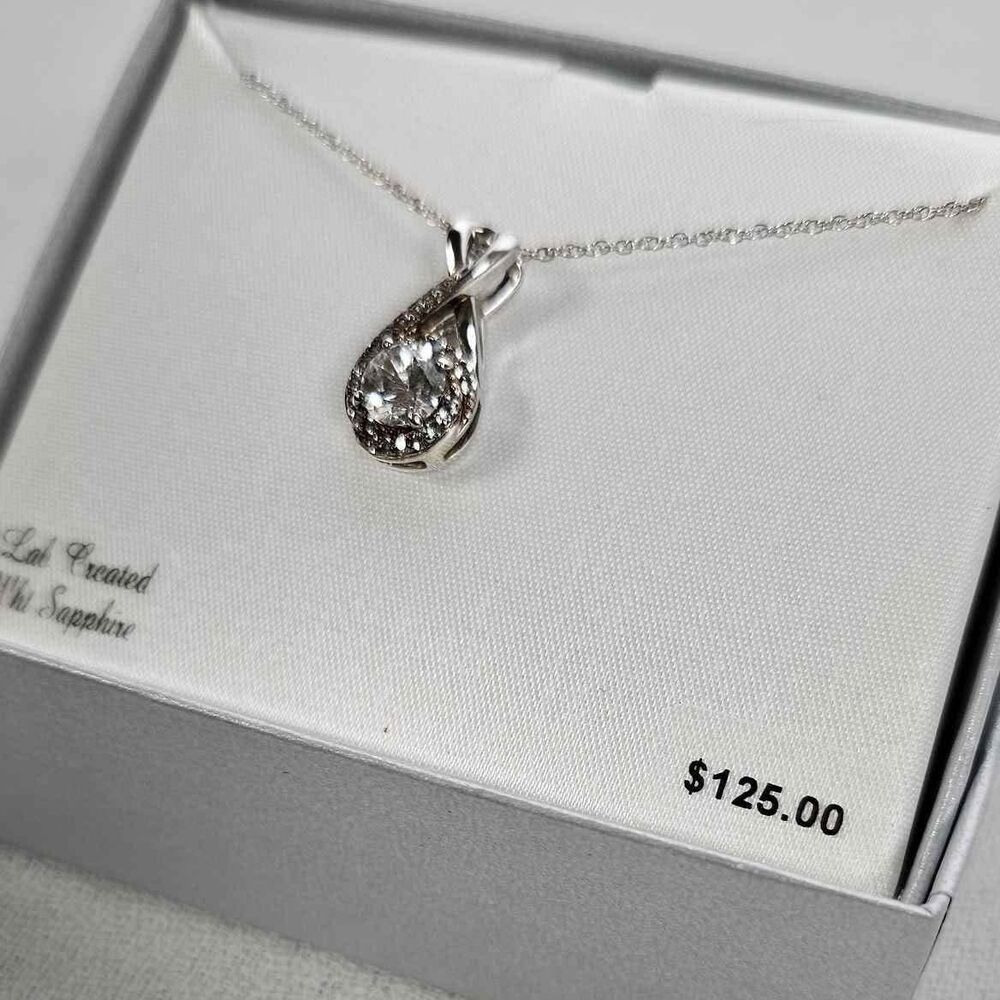 Kohl's Lab Created Sterling Silver White Sapphire Necklace - Women's 18"